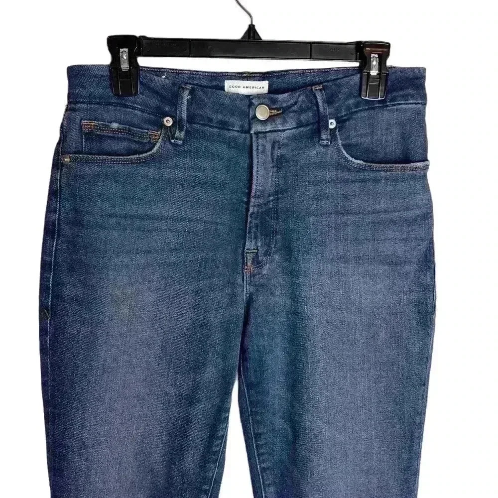 GOOD American Good Straight Legs  Raw Hem High Waist Jeans Size 4/27 - Picture 3 of 10